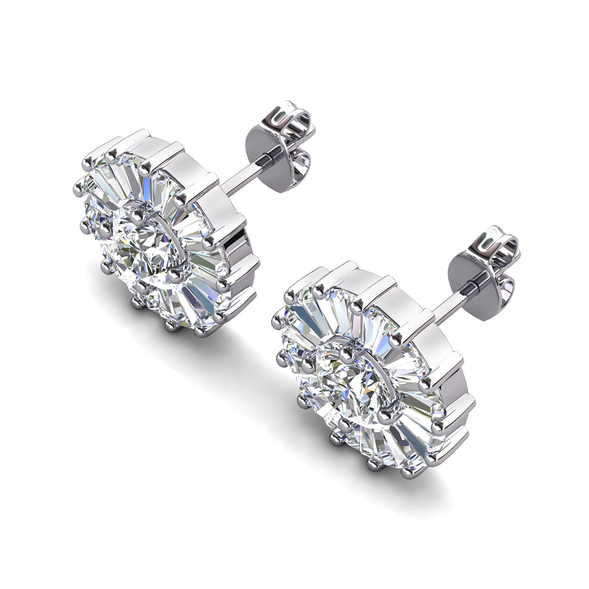 Ellee 18k White Gold Plated Stud Earrings with Simulated Diamond Crystals