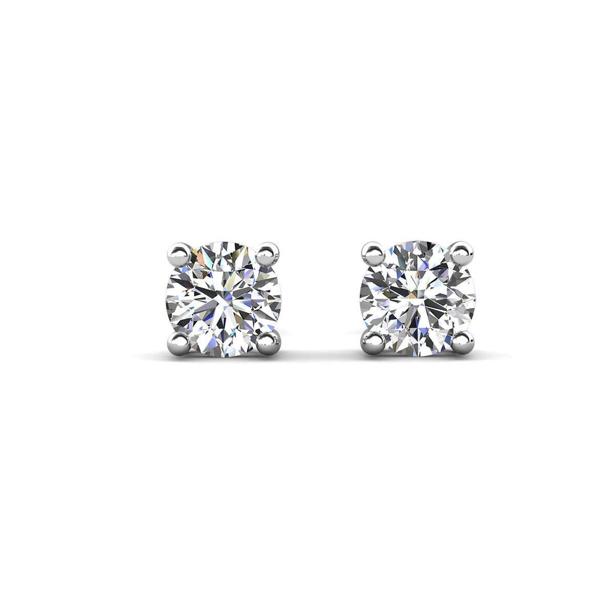 Mia 14k White Gold Plated Sterling Silver Stud Earrings with Simulated Diamond Crystals