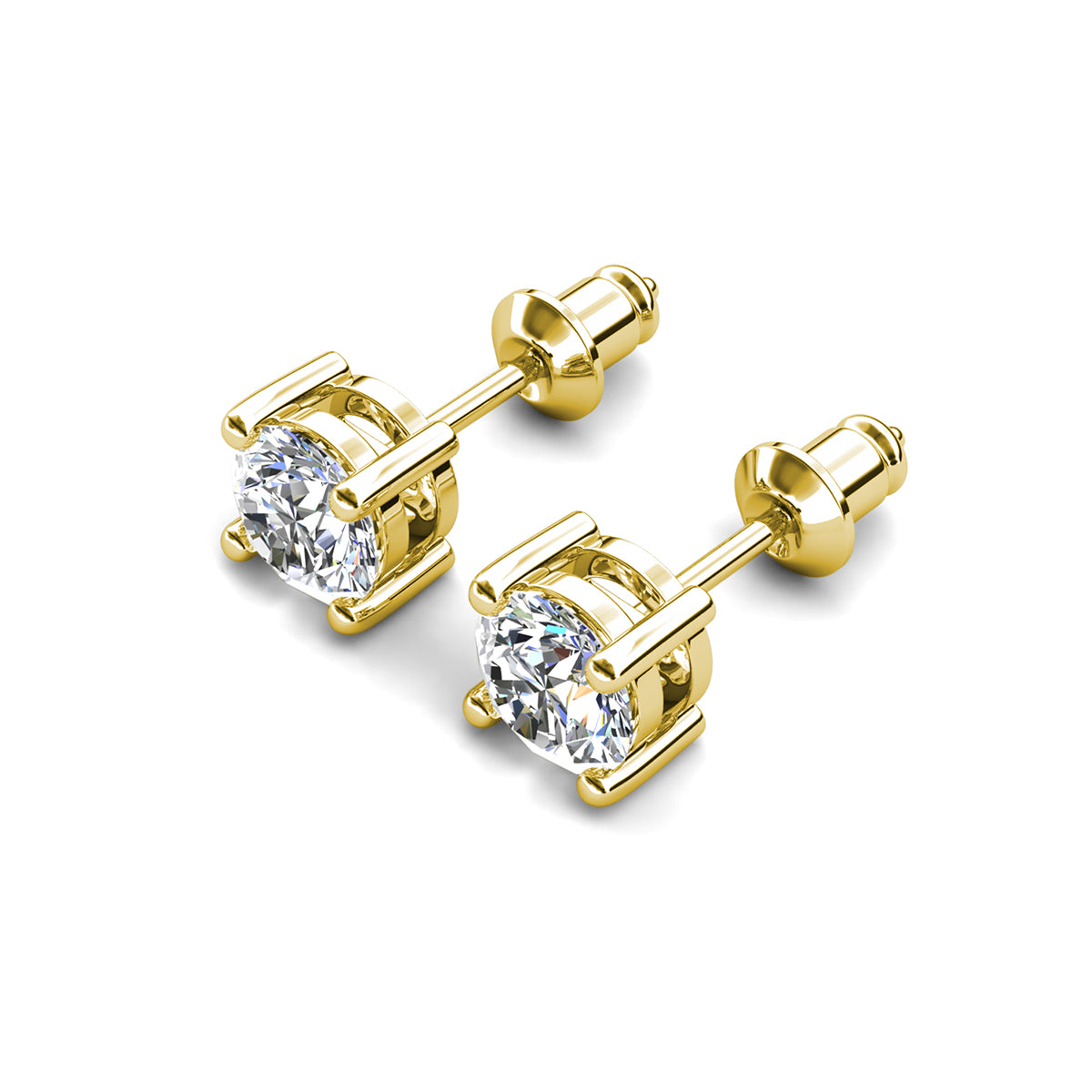 Mia 14k White Gold Plated Sterling Silver Stud Earrings with Simulated Diamond Crystals