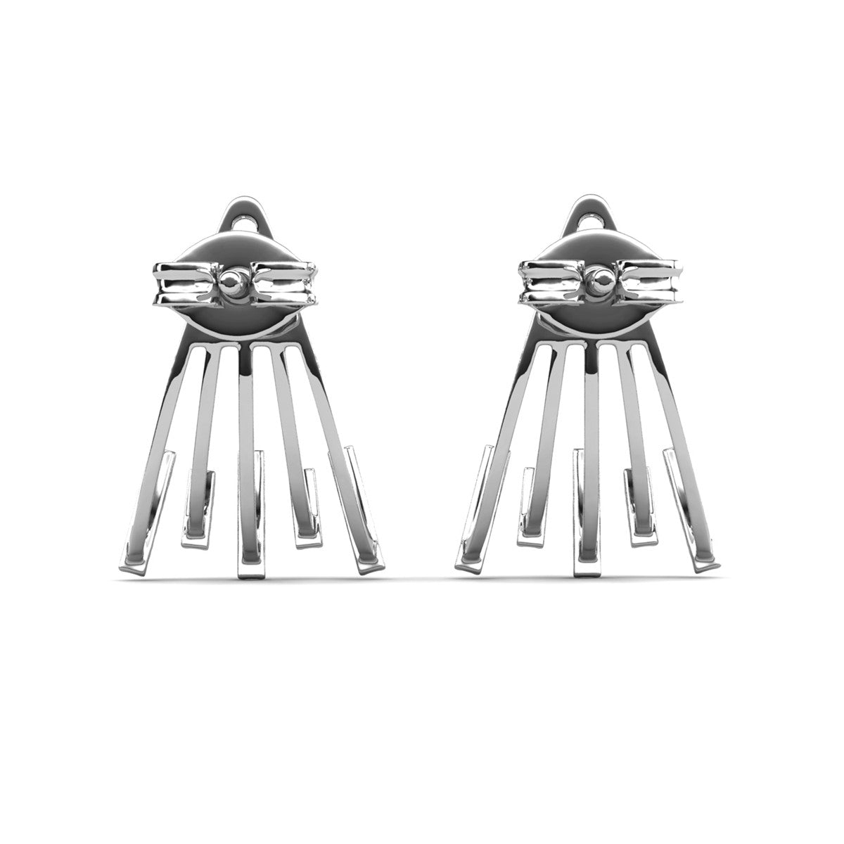 Angelina 18k White Gold Plated Stud Earrings Drop Claw Design with Simulated Diamond Crystals