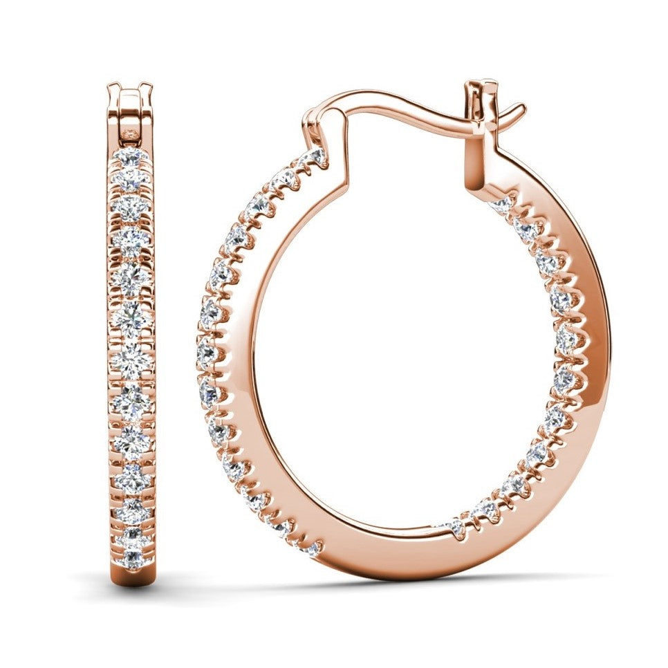 Margot 18k White Gold Plated 24mm Hoop Earrings with Simulated Diamond Crystals