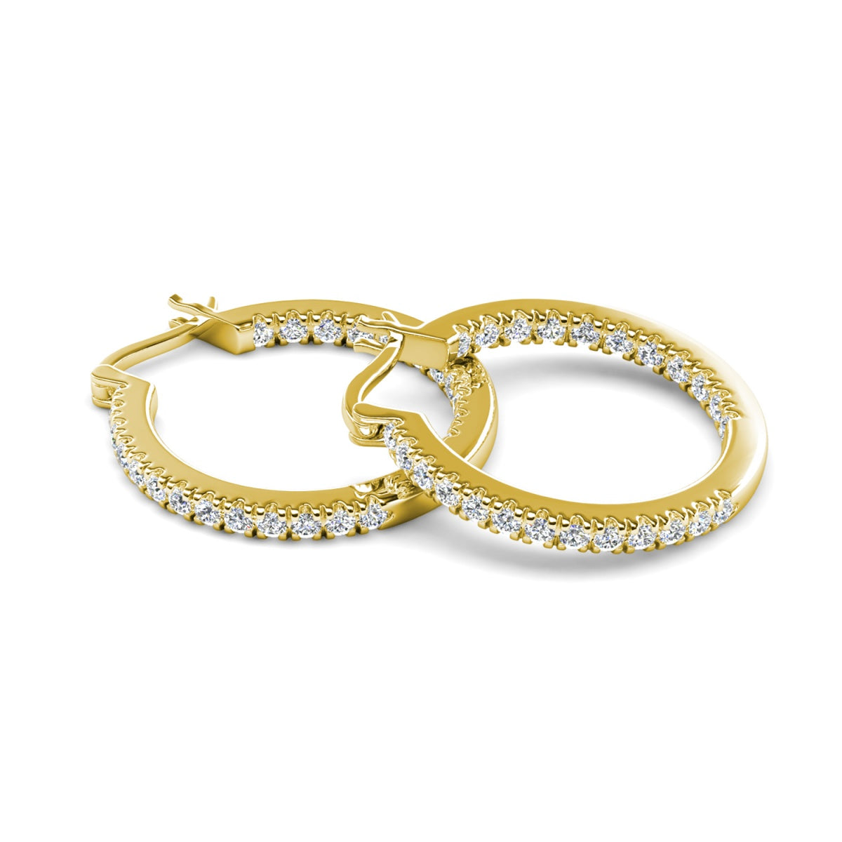 Margot 18k White Gold Plated 24mm Hoop Earrings with Simulated Diamond Crystals