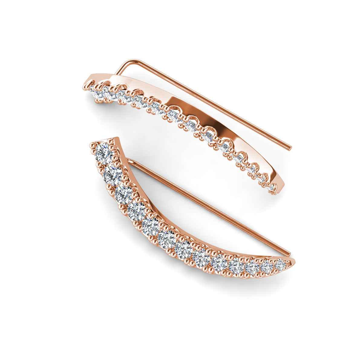 Camila 18k White Gold Plated Ear Climber Earrings with Simulated Diamond Crystals