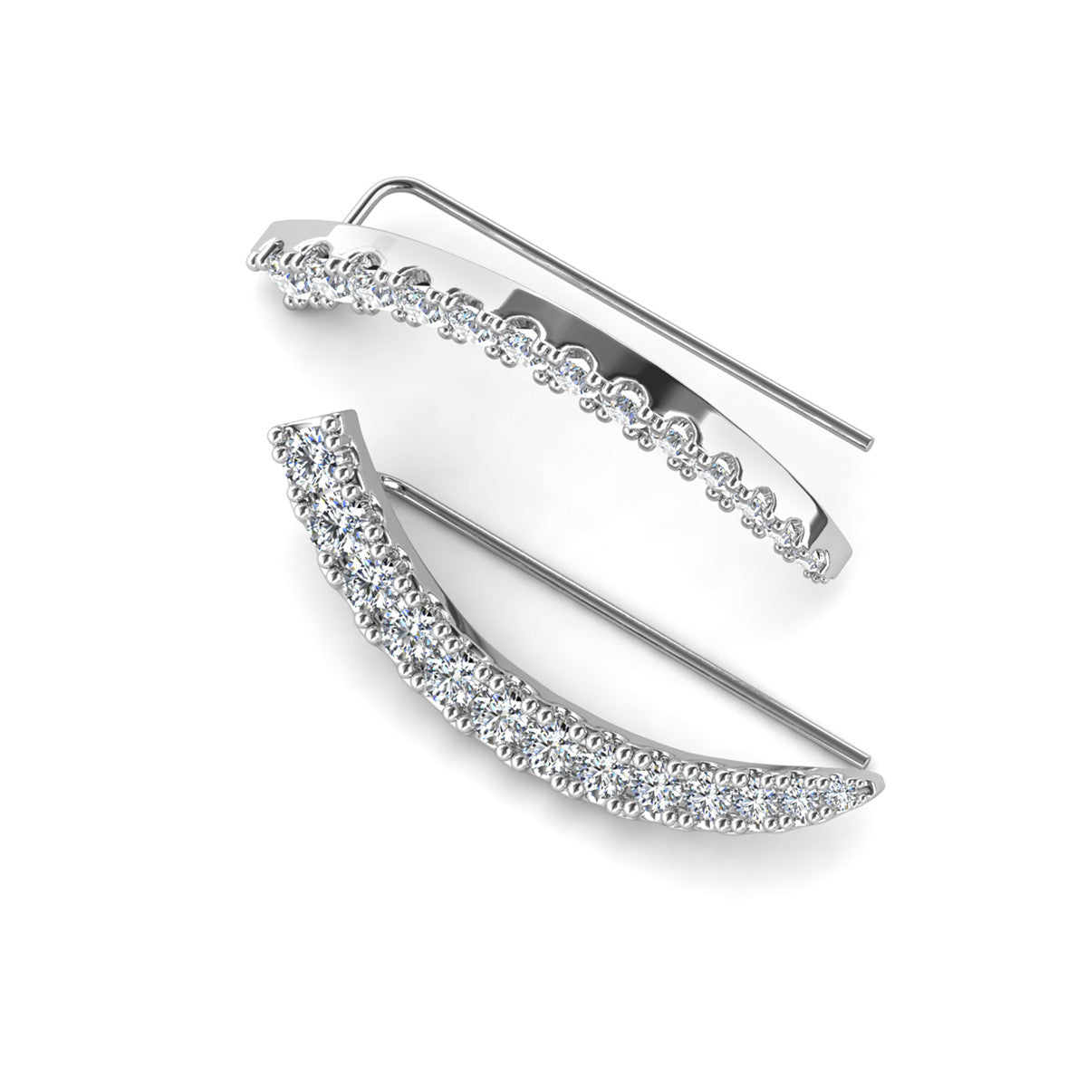 Camila 18k White Gold Plated Ear Climber Earrings with Simulated Diamond Crystals