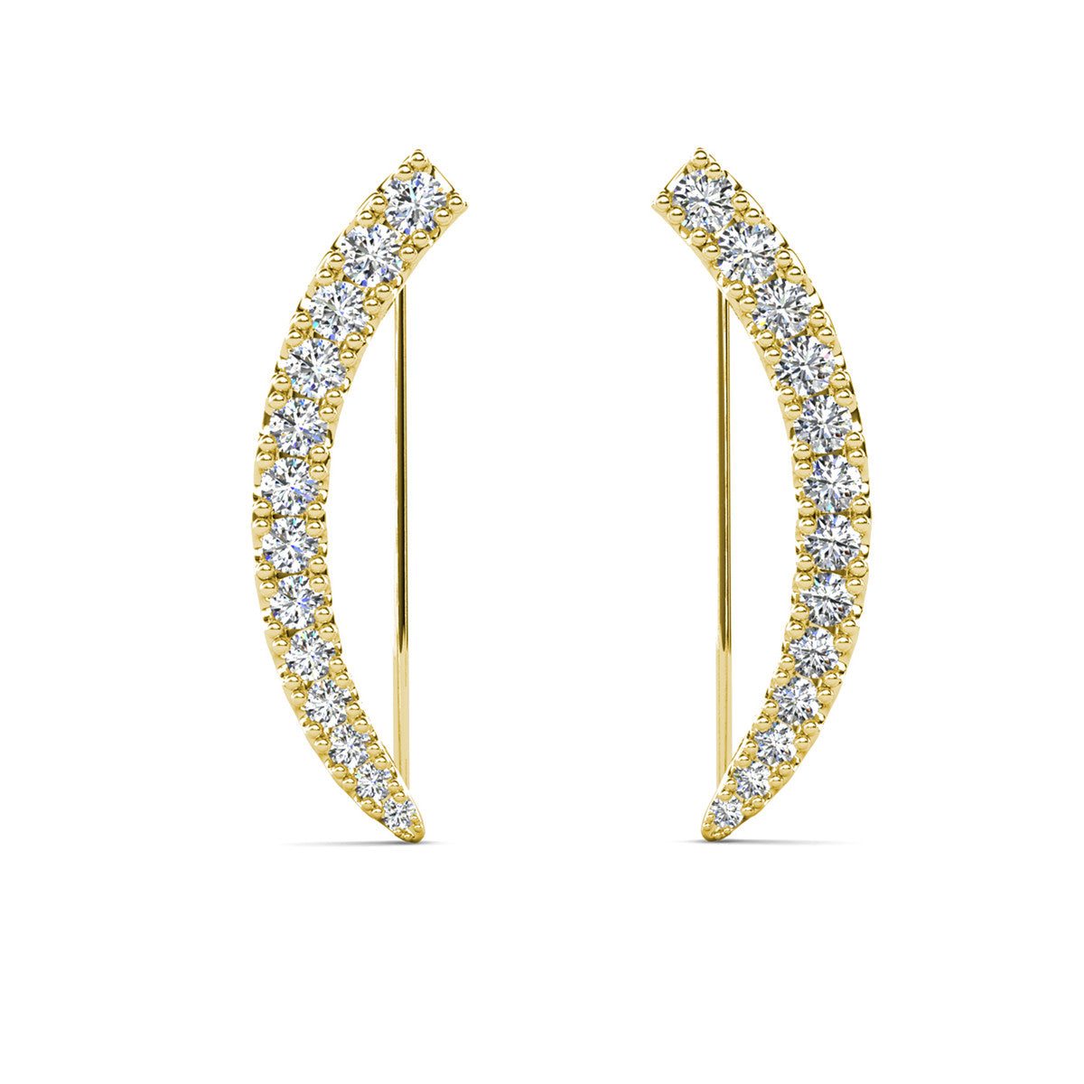 Camila 18k White Gold Plated Ear Climber Earrings with Simulated Diamond Crystals
