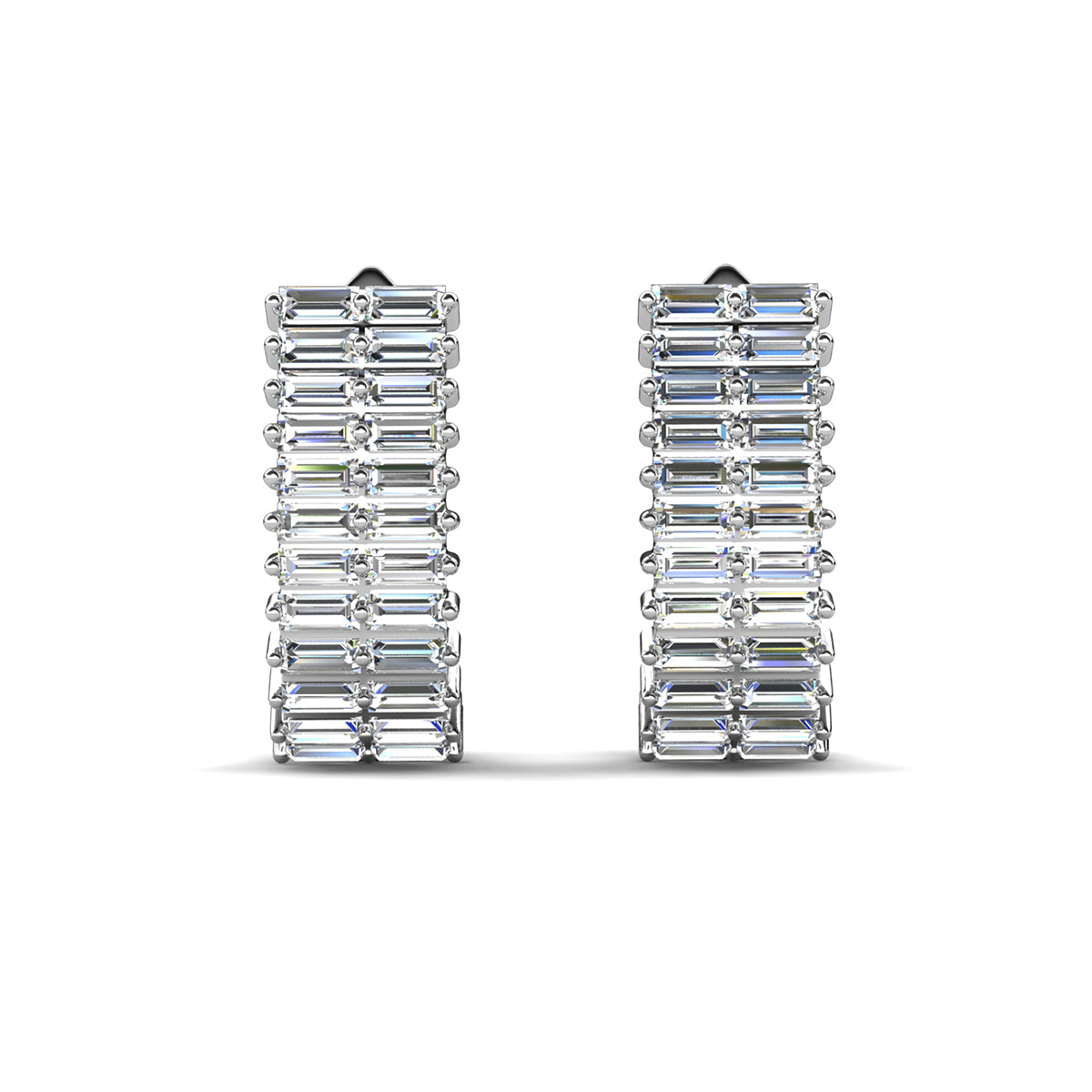 Pixie 18k White Gold Plated Hoop Earrings with Simulated Diamond Crystals