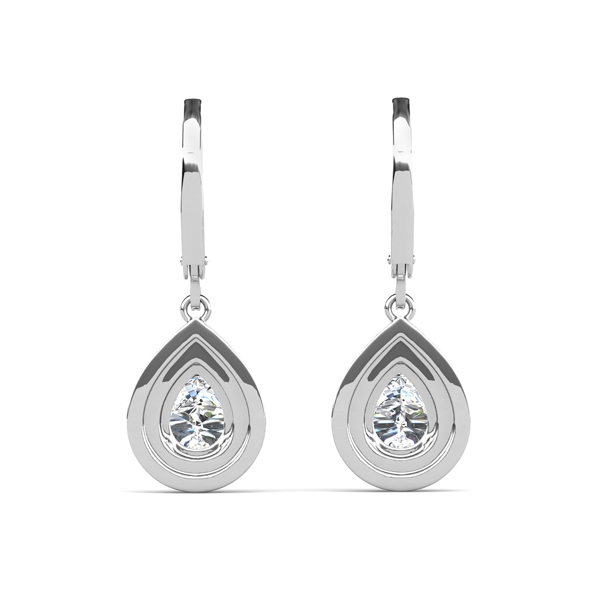 Aurelia 18k White Gold Plated Tear Drop Earrings with Simulated Diamond Crystals