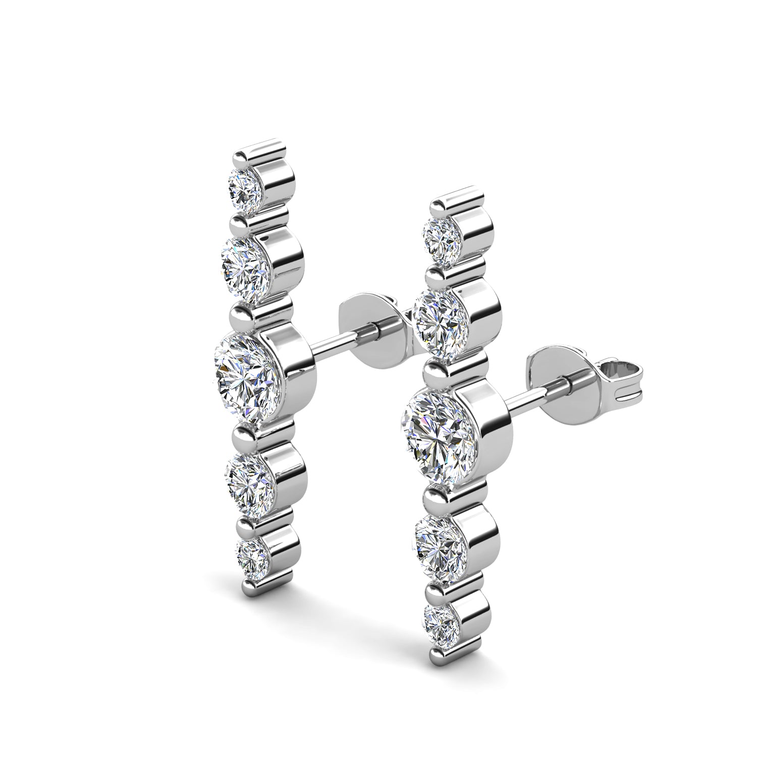 Theadora 18k White Gold Plated Linear Drop Earrings with Swarovski Crystals