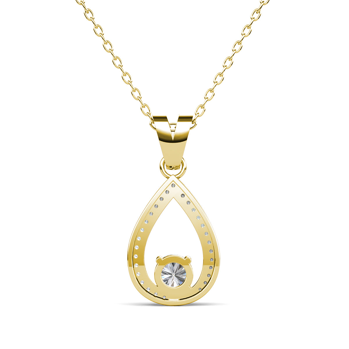 Arabella 18k White Gold Plated Teardrop Necklace with Simulated Diamond Crystals