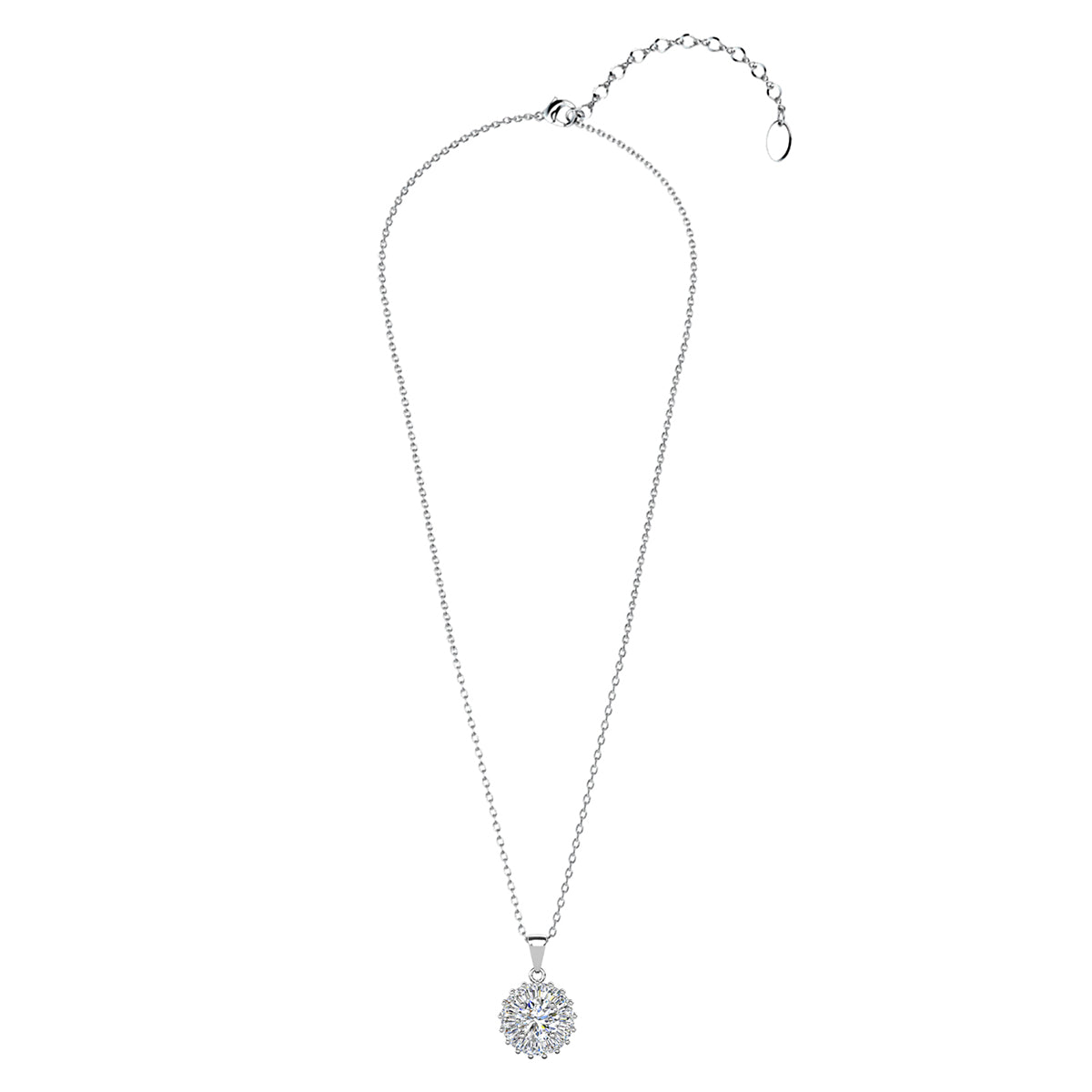 Ellee 18k White Gold Plated Silver Pendant Necklace with Simulated Diamond Crystals