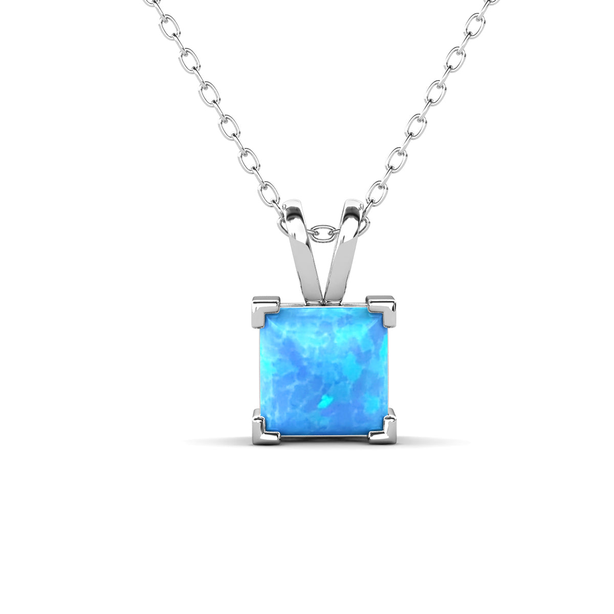 Amphitrite Sterling Silver Pendant Necklace with Opal Stone