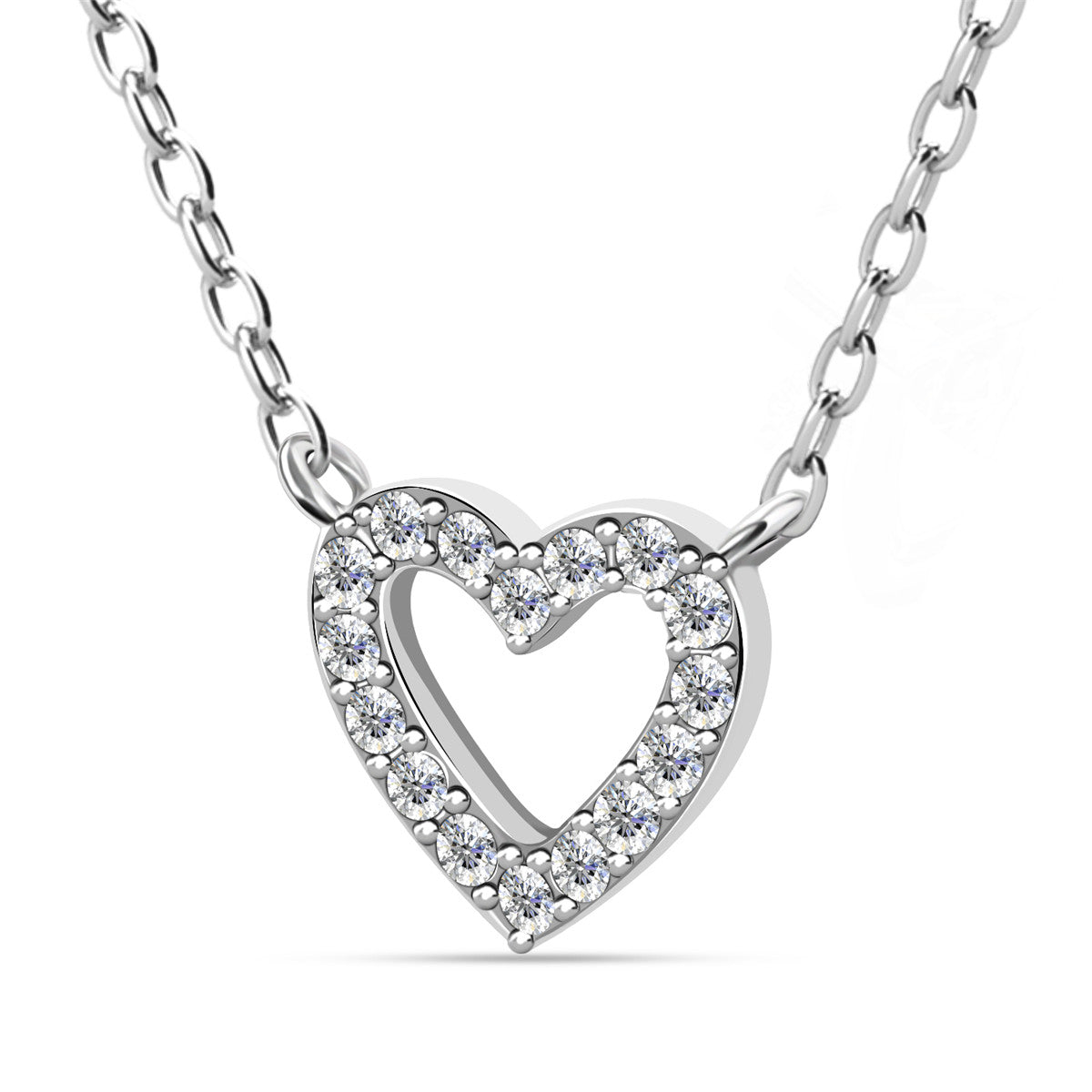 Piper 18k White Gold Plated Heart Pendant Necklace with Swarovski Crystals