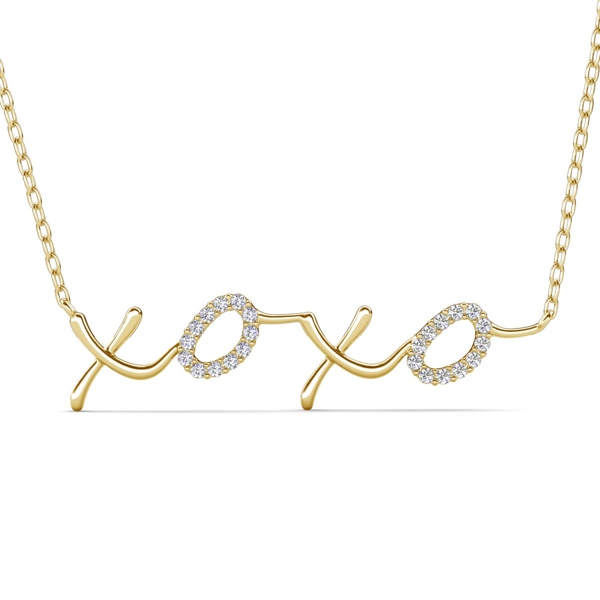 Jocelyn 18k White Gold Plated XOXO Pendant Necklace with Swarovski Crystals