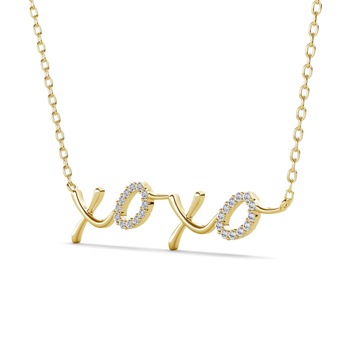 Jocelyn 18k White Gold Plated XOXO Pendant Necklace with Swarovski Crystals