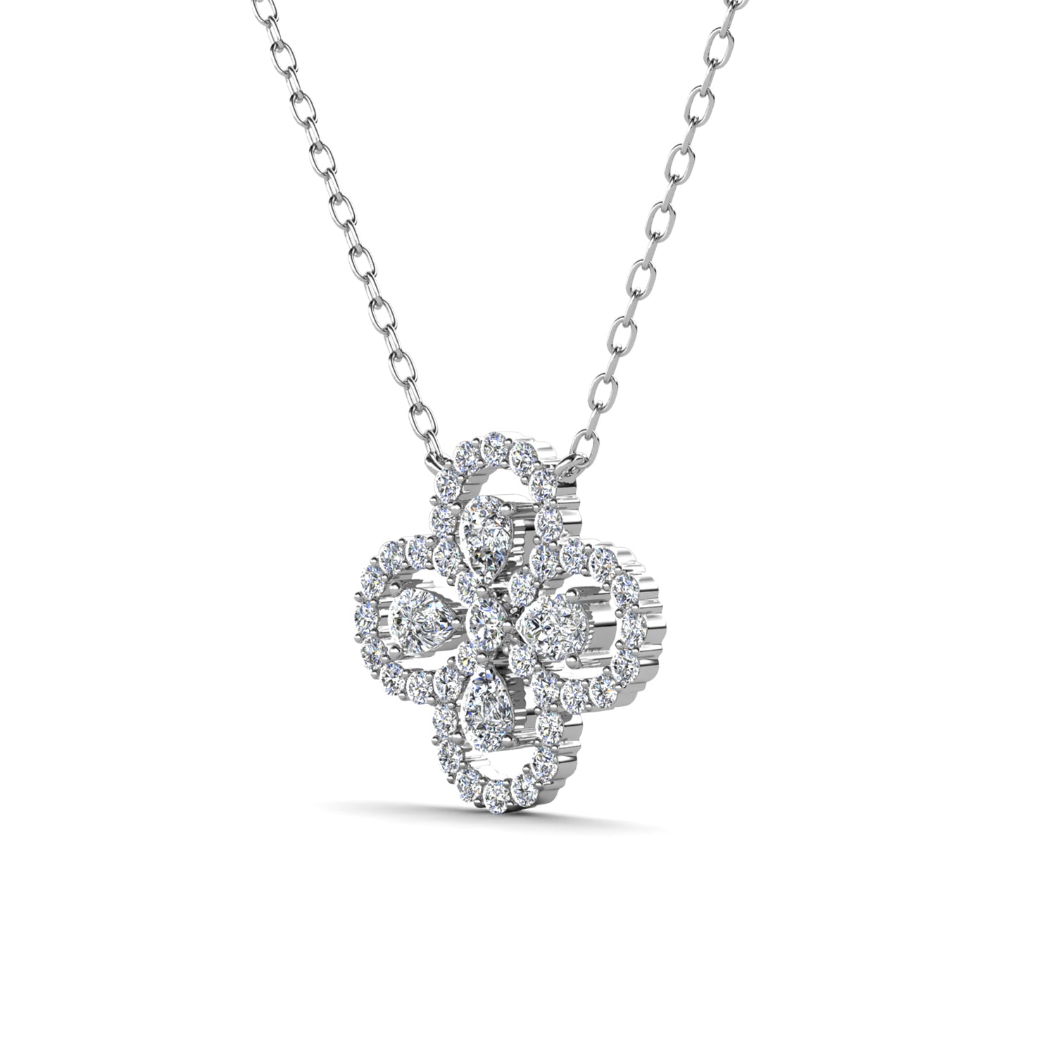 Marie 18k White Gold Plated Clover/Flower Pendant Necklace with Swarovski Crystals
