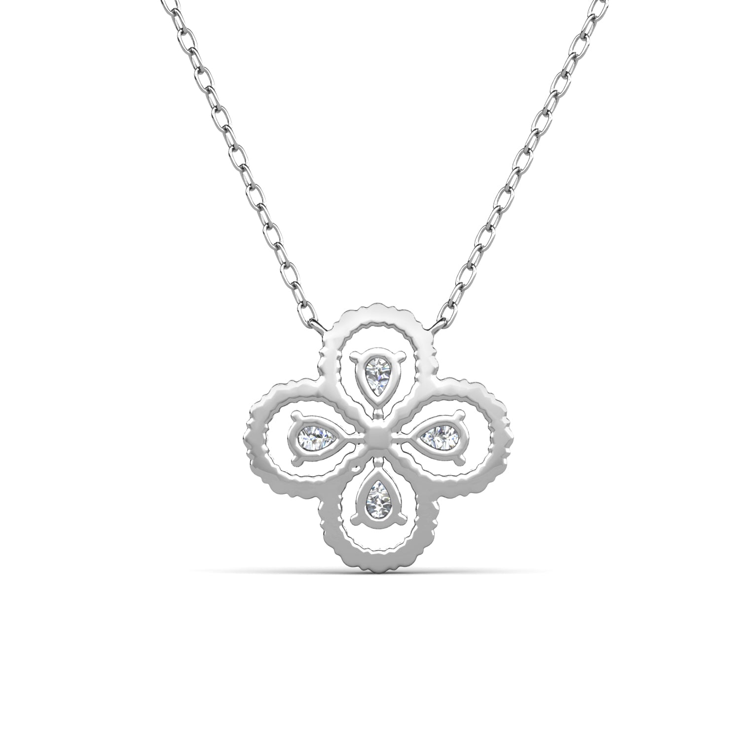 Marie 18k White Gold Plated Clover/Flower Pendant Necklace with Swarovski Crystals