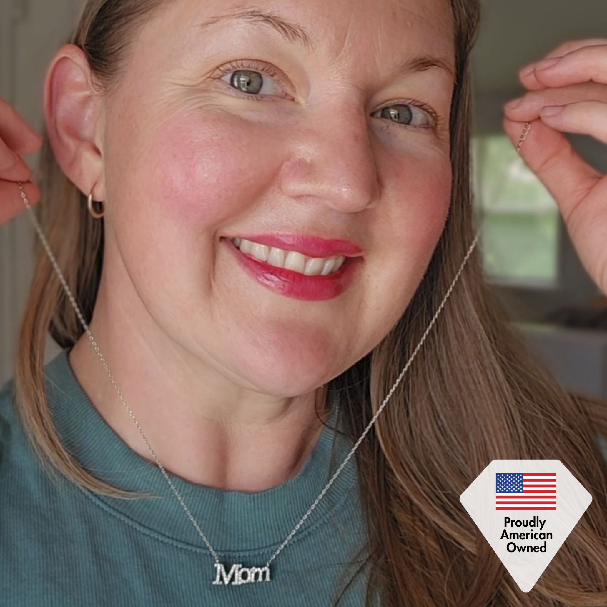 Carrie 18k White Gold Plated Mom Necklace with Swarovski Crystals