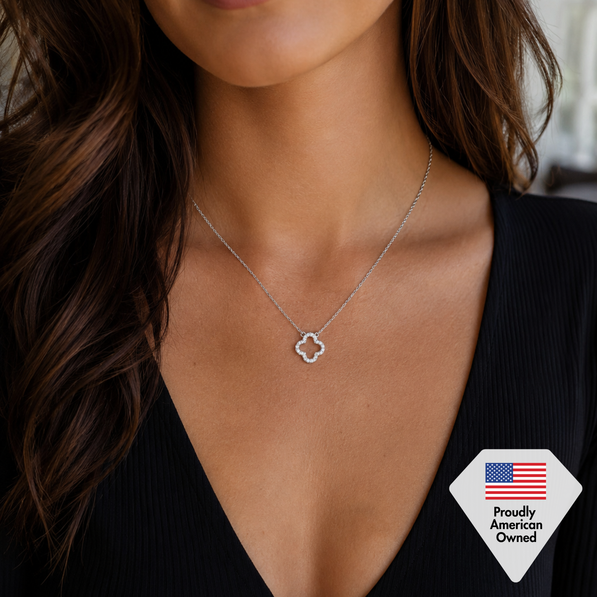 Cassandra 18k White Gold Plated Necklace with Swarovski Crystals