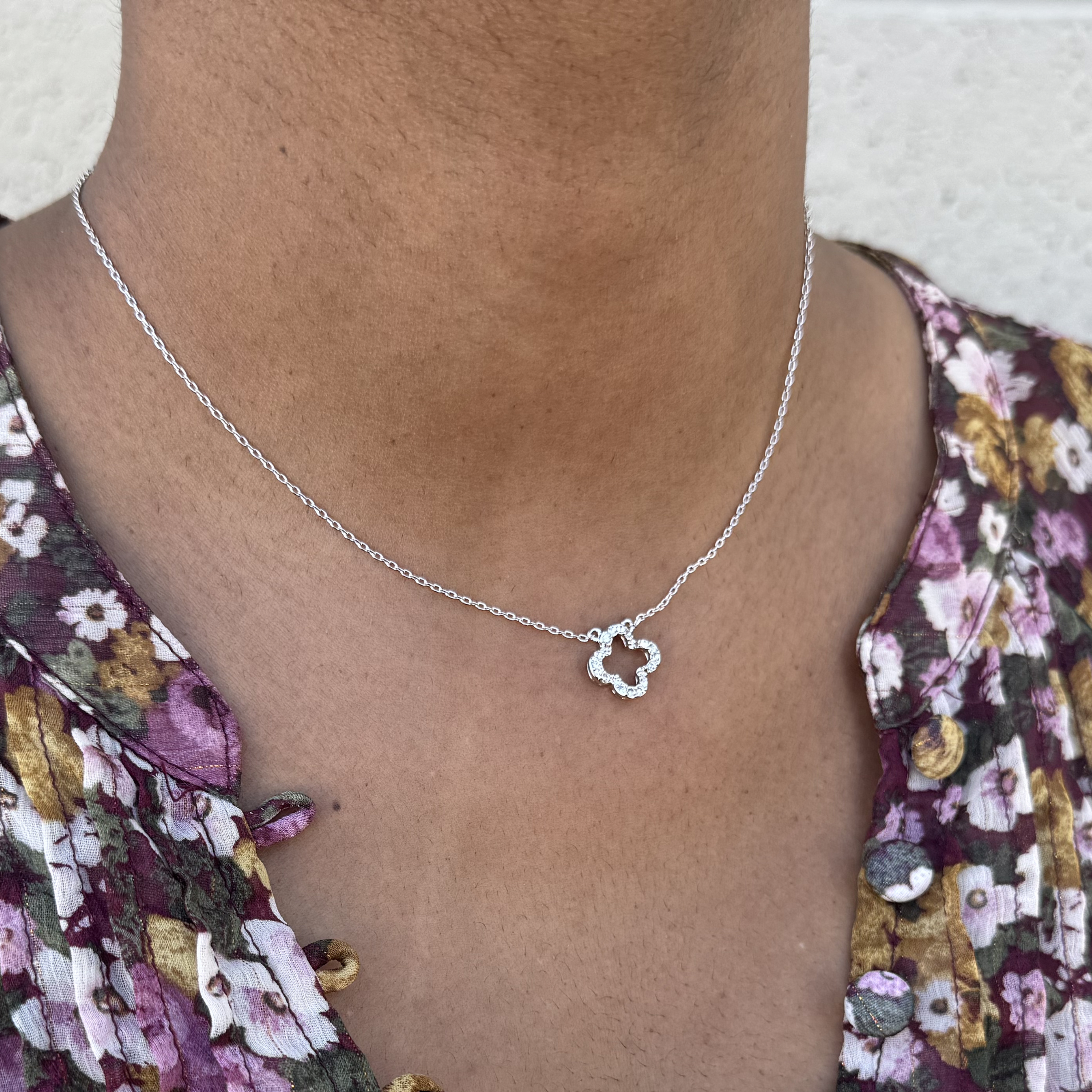 Cassandra 18k White Gold Plated Necklace with Swarovski Crystals