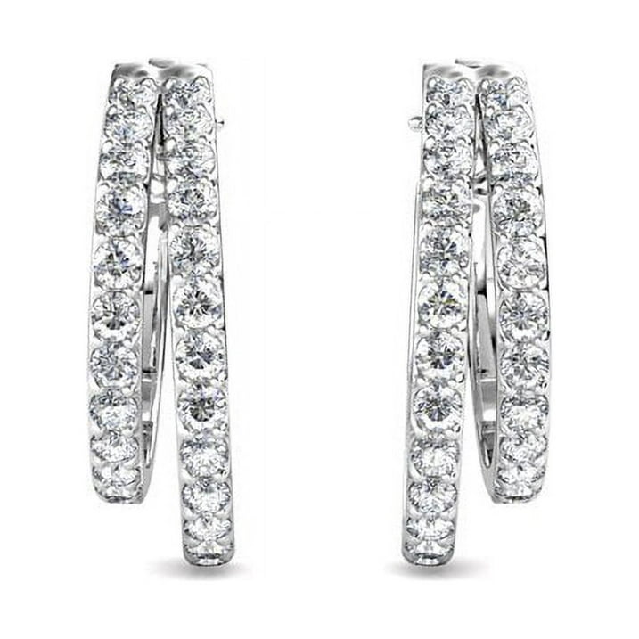 Corina 18k White Gold Plated Crystal Hoop Earrings for Women