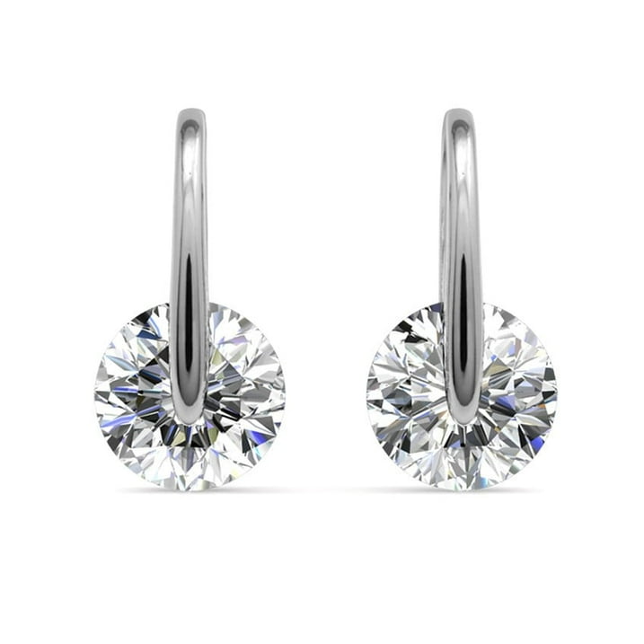 McKayla 18k White Gold Plated Drop Earrings with Swarovski Crystals