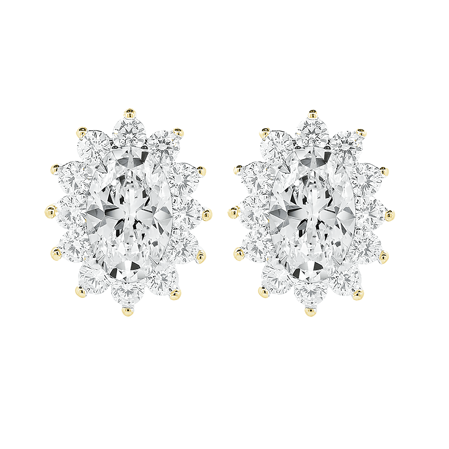 Sage 18k White Gold Plated Stud Earrings and Necklace Set with Oval Cut Simulated Diamond Crystals