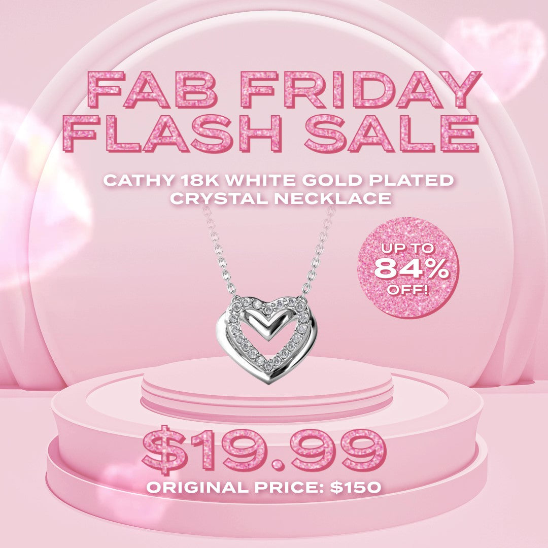 Cathy 18k White Gold Plated Crystal Necklace - Fab Friday