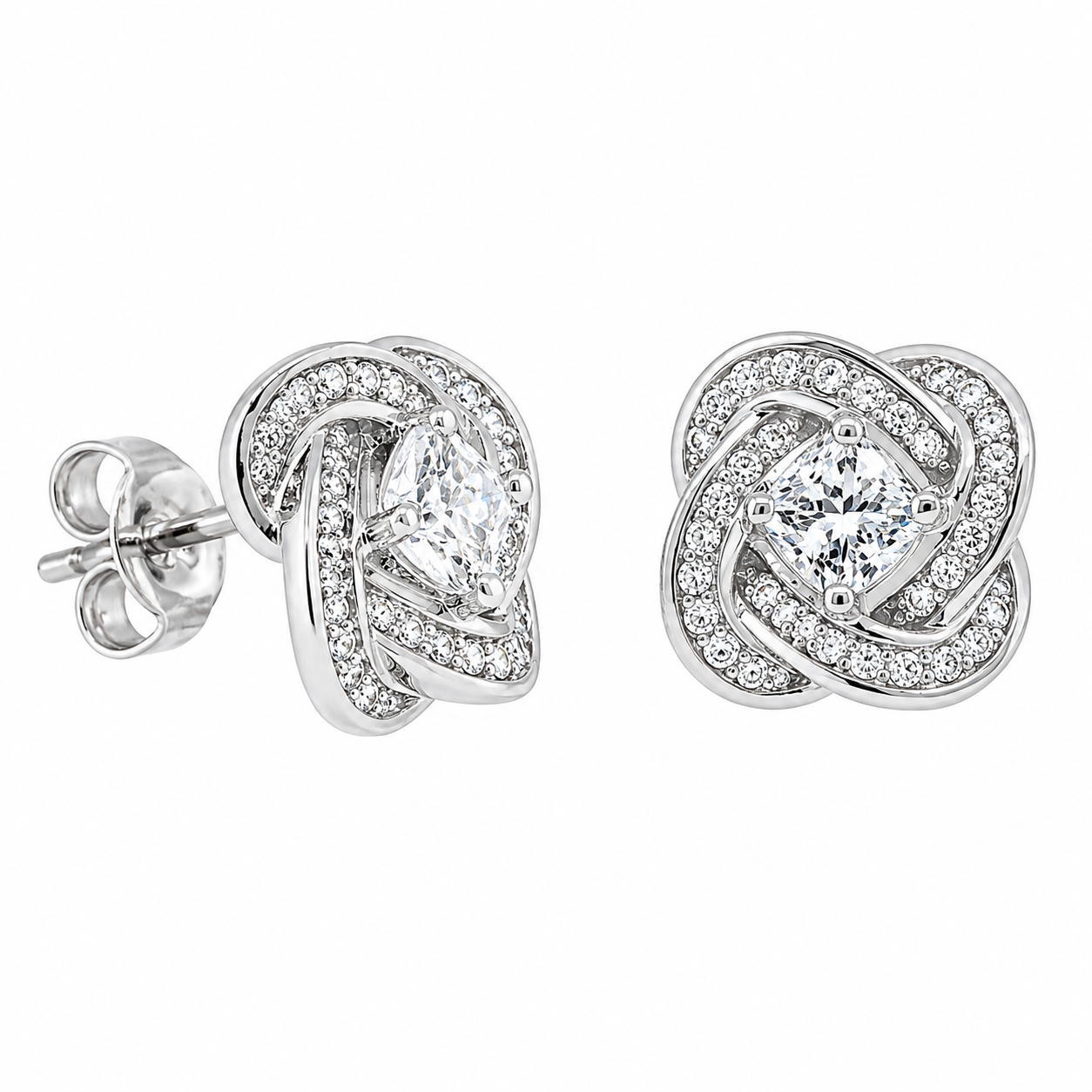 Eloise, Stella, Sage 18k White Gold Plated Stud Earrings for Women  (3 Pair Set)