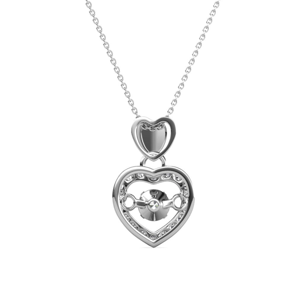 Shelby 18k White Gold Plated Heart Dancing Necklace with Swarovski Crystals