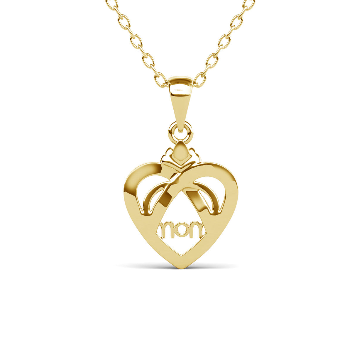 Jenna 18k White Gold Plated Mom Heart Necklace with Swarovski Crystals