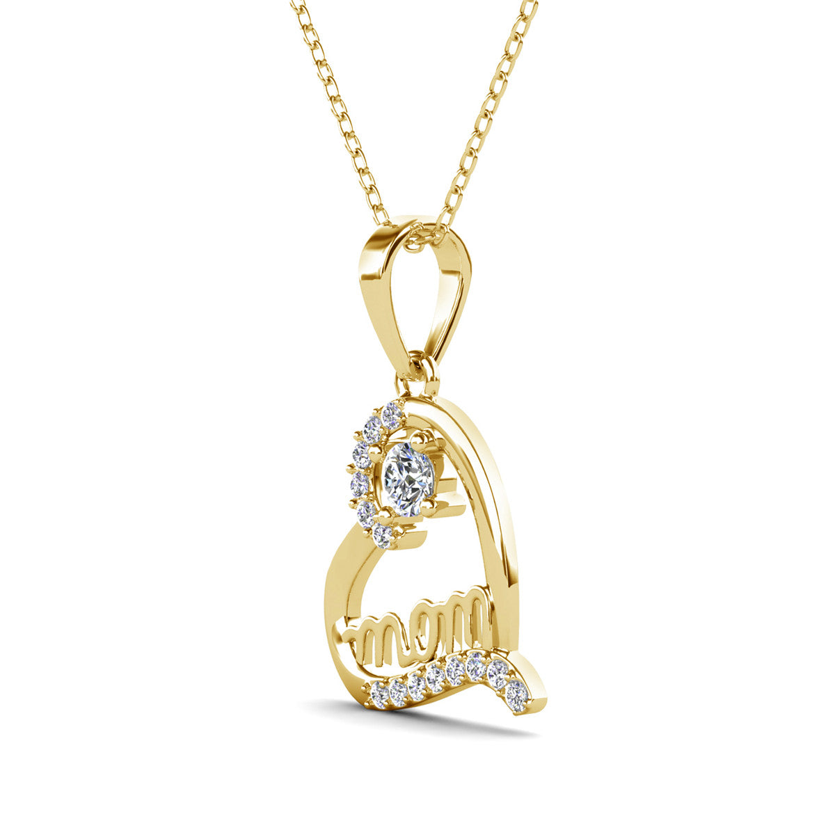 Thelma 18k White Gold Plated Mom Heart Necklace with Swarovski Crystals