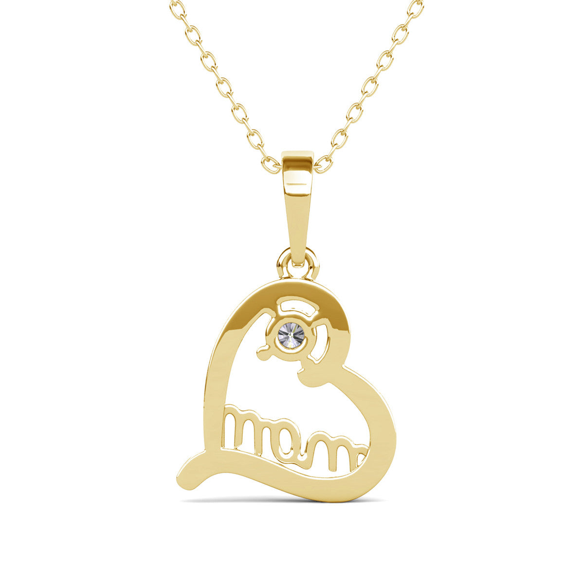 Thelma 18k White Gold Plated Mom Heart Necklace with Swarovski Crystals