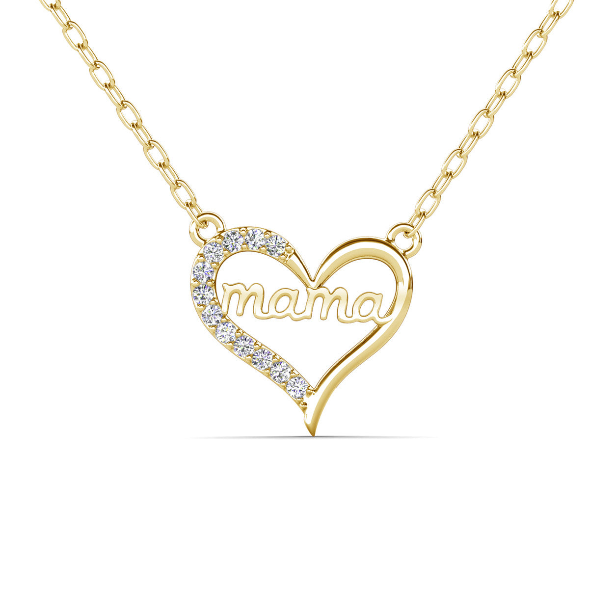 Louise 18k White Gold Plated Mama Heart Necklace with Swarovski Crystals