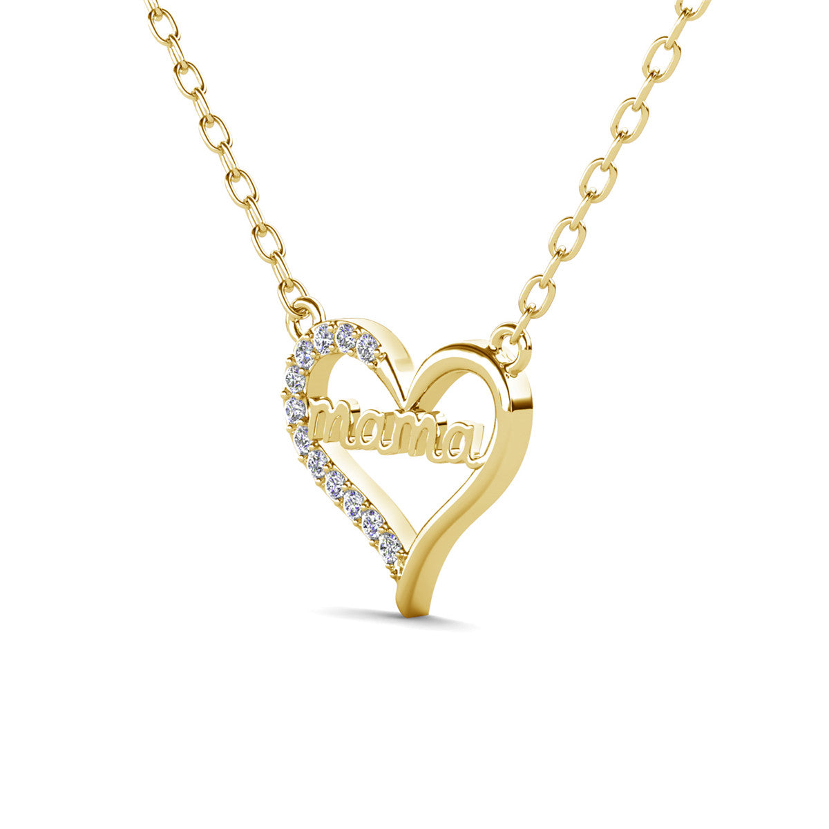 Louise 18k White Gold Plated Mama Heart Necklace with Swarovski Crystals