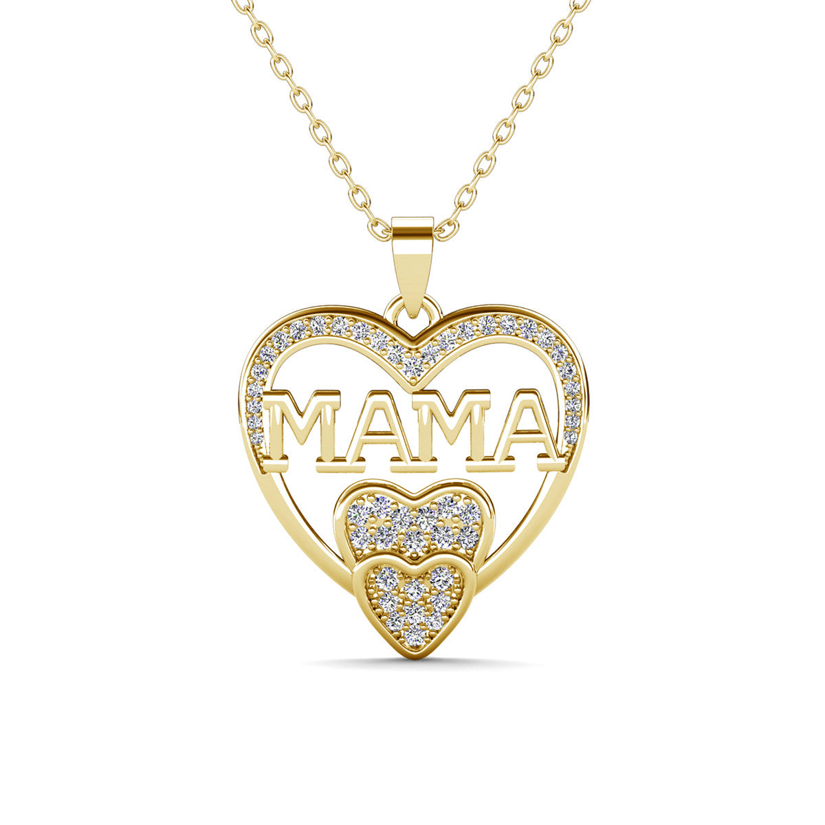 Selena 18k White Gold Plated Mama Heart Pendant Necklace with Swarovski Crystals