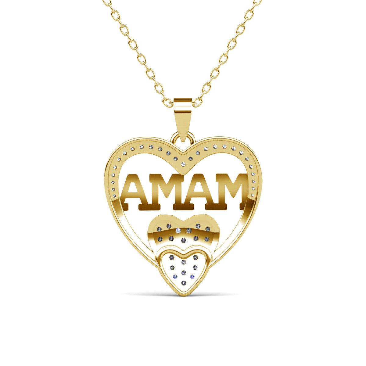 Selena 18k White Gold Plated Mama Heart Pendant Necklace with Swarovski Crystals