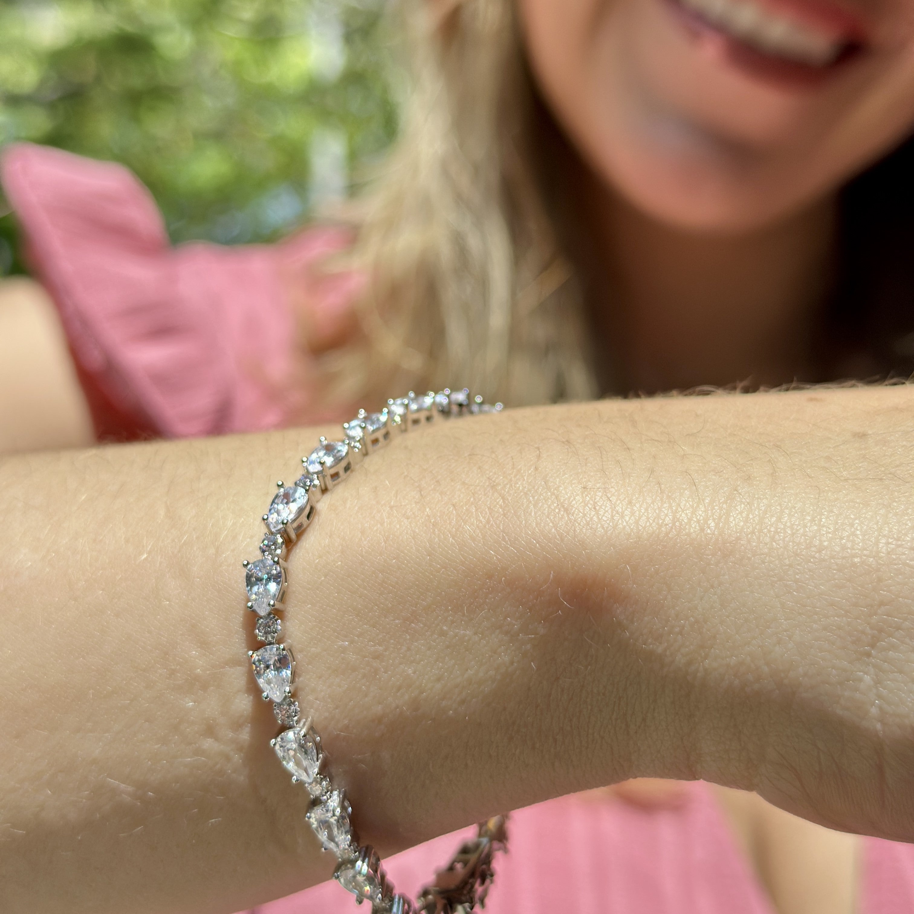 Katelynn 18k White Gold Plated Tennis Bracelet with Simulated Diamond Crystals