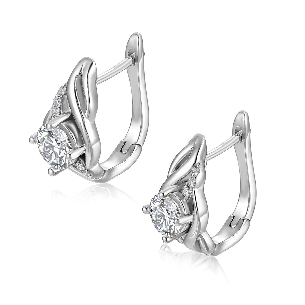 Moissanite by Cate & Chloe Evelyn Sterling Silver Drop Earrings with Moissanite and 5A Cubic Zirconia Crystals