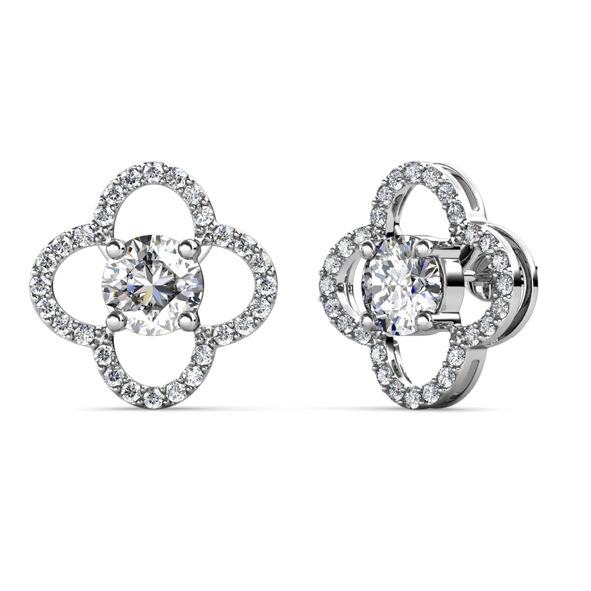 Charlotte silver four-leaf clover stud earrings