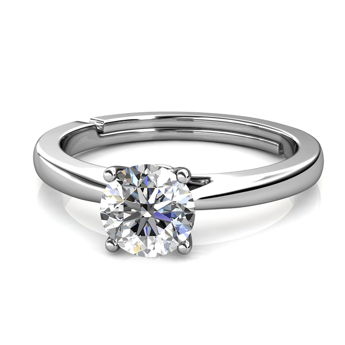 Moissanite by Cate & Chloe Abigail Sterling Silver Ring with Moissanite and 5A Cubic Zirconia Crystals