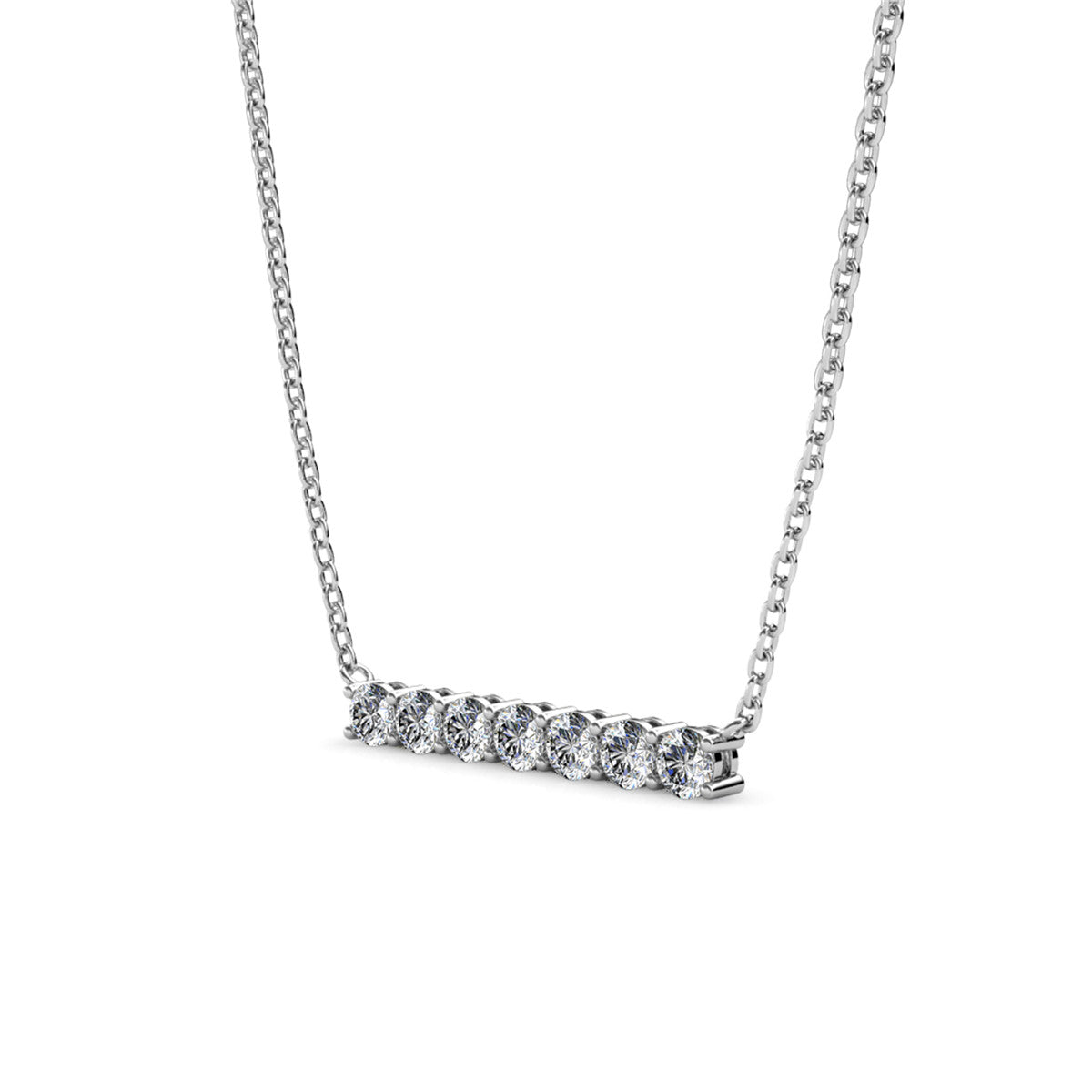Lynn 18k White Gold Plated Crystal Bar Necklace & To Bridesmaid Leaf Card