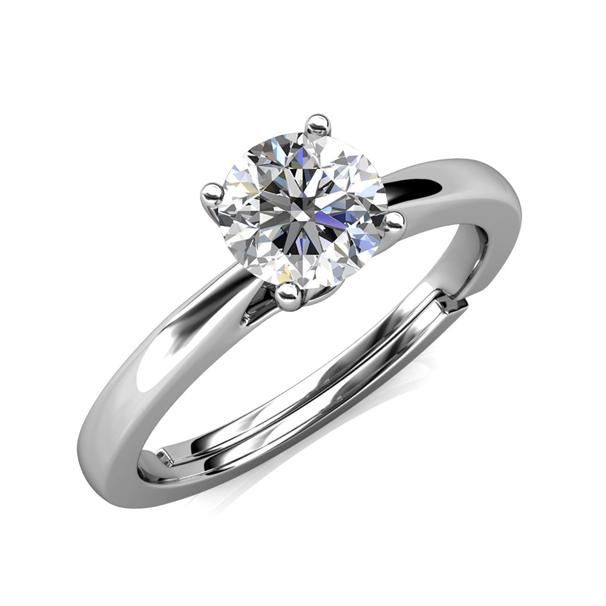 Moissanite by Cate & Chloe Abigail Sterling Silver Ring with Moissanite and 5A Cubic Zirconia Crystals