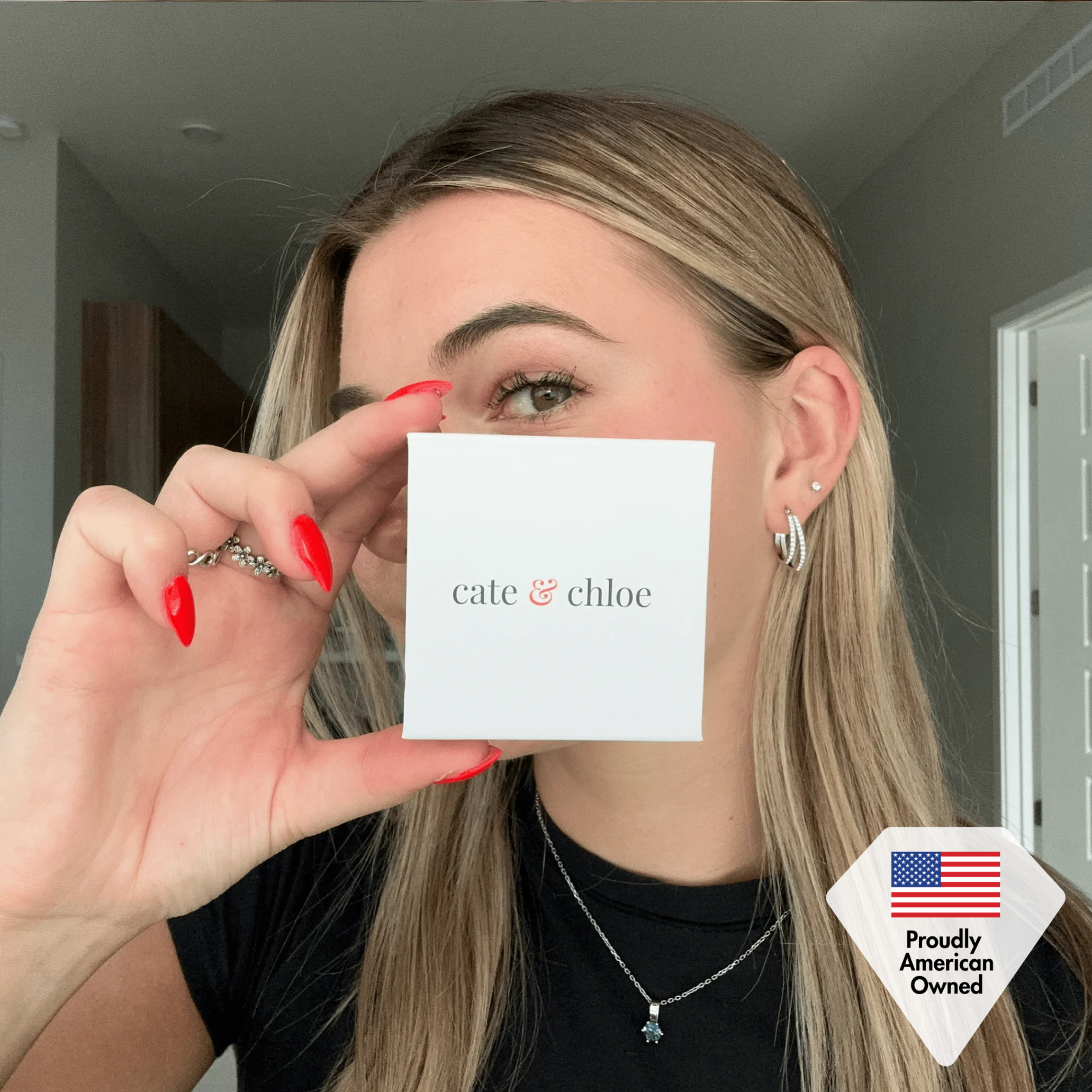 Corina 18k White Gold Plated 20mm Hoop Earrings with Swarovski Crystals (3 Pair Set)