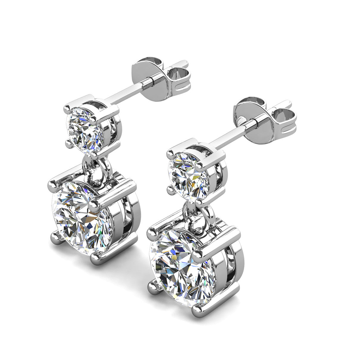 Jasmine 18k White Gold Plated Drop Earrings with Swarovski Crystals