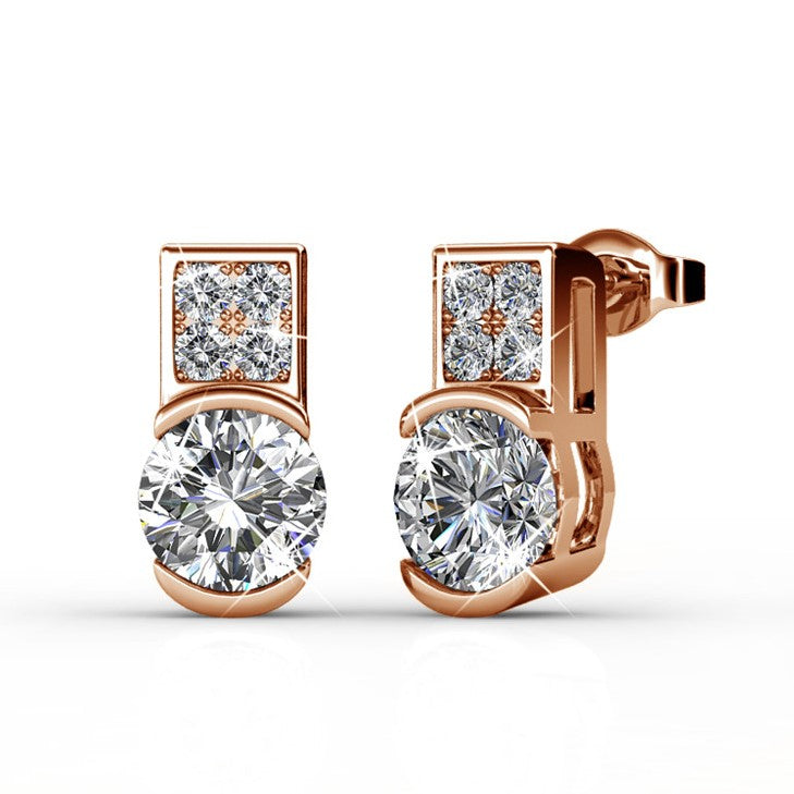 Laya 18k 白金镀金水晶耳钉