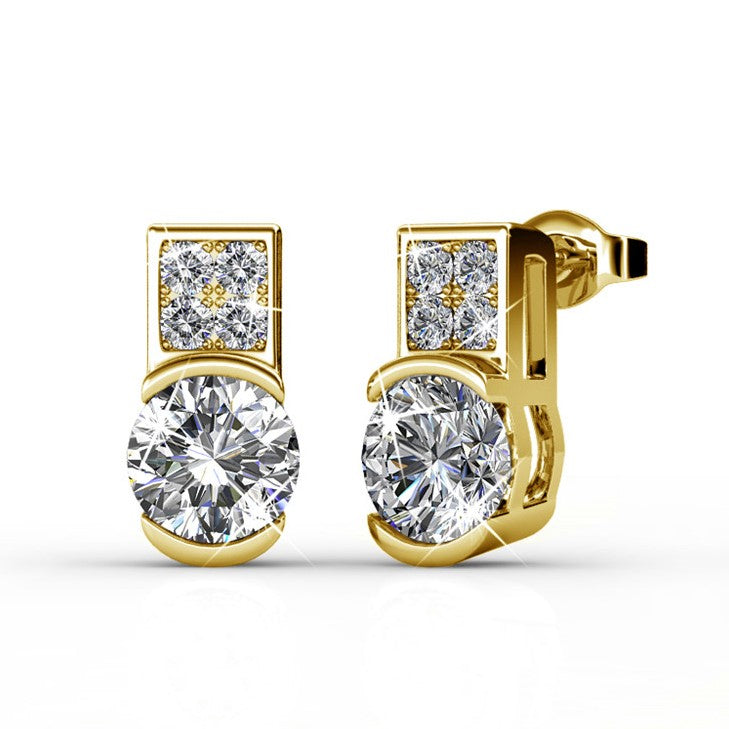 Laya 18k 白金镀金水晶耳钉