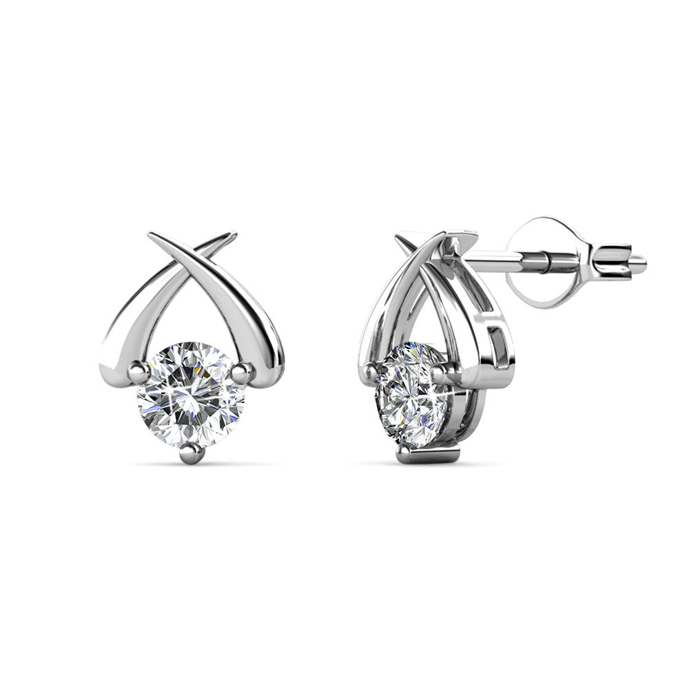 Eloise, Stella, Sage 18k White Gold Plated Stud Earrings for Women  (3 Pair Set)