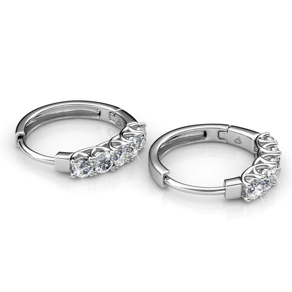 Bethany 18k Gold Plated 15mm Hoop Earrings with Swarovski Crystals (3 Pair Set)