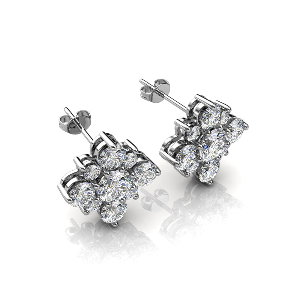Macie 18k 白金镀金簇状水晶耳钉