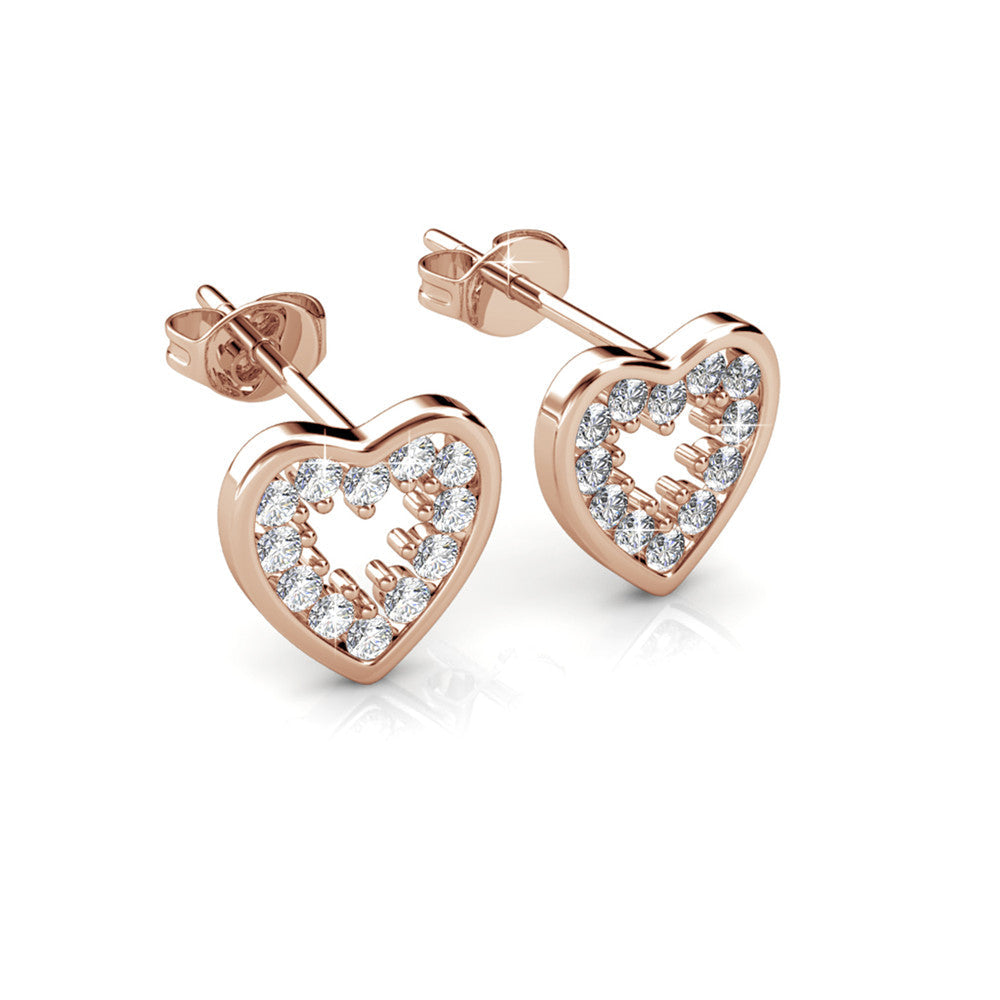 Ainsley 18k White Gold Plated Heart Earrings with Swarovski Crystals